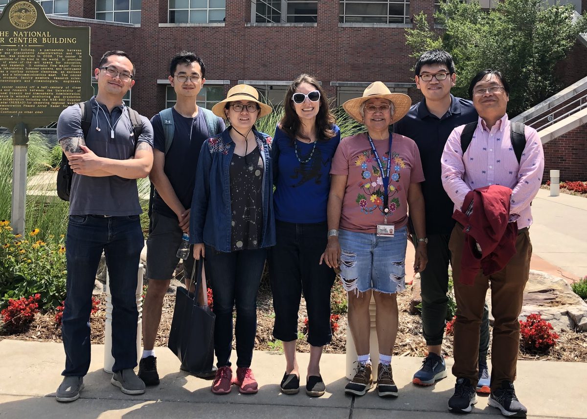 Group outside the National Weather Center, University of Oklahoma