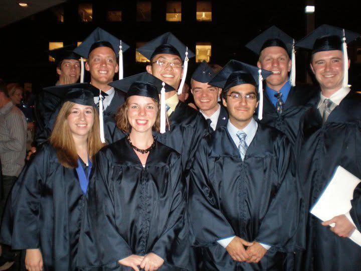 Penn State commencement with classmates in caps and gowns