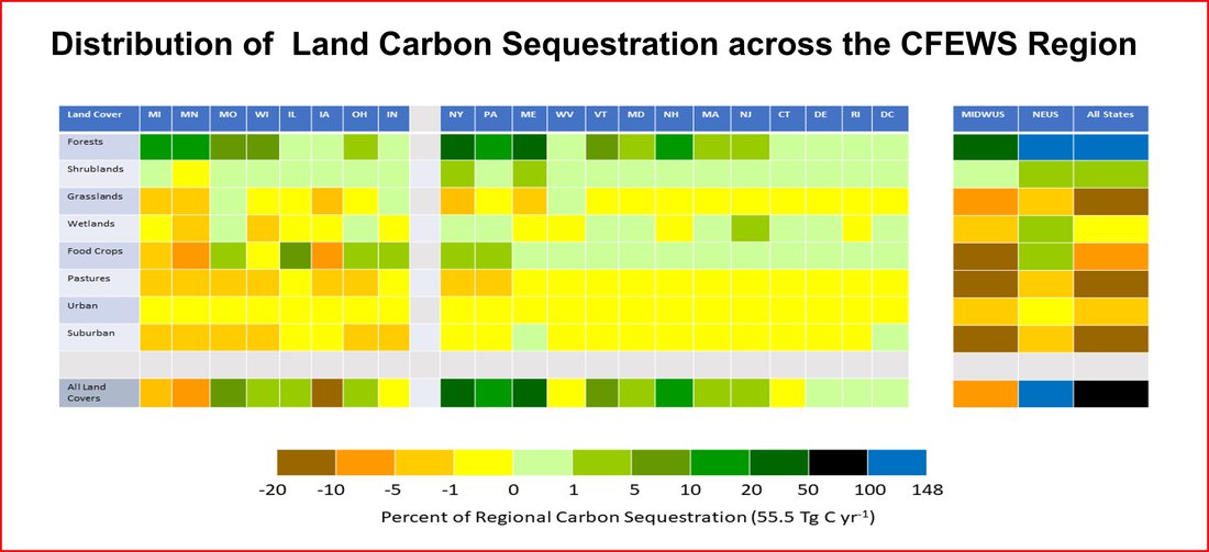 Distribution of land carbon sequestration across the C-FEWS region
